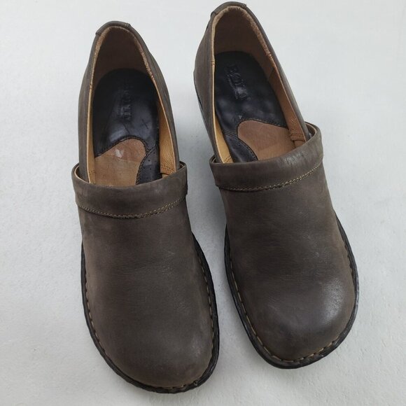 Born Toby Leather Clog Womens 9 Brown Slip On Comfort Heeled Casual Shoe - Picture 1 of 11